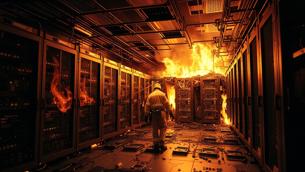 국정자원 화재 긴급 분석: 피해 현황, 시스템 복구 상황, 향후 전망 2 국정자원 화재 발생 (realistic 스타일)