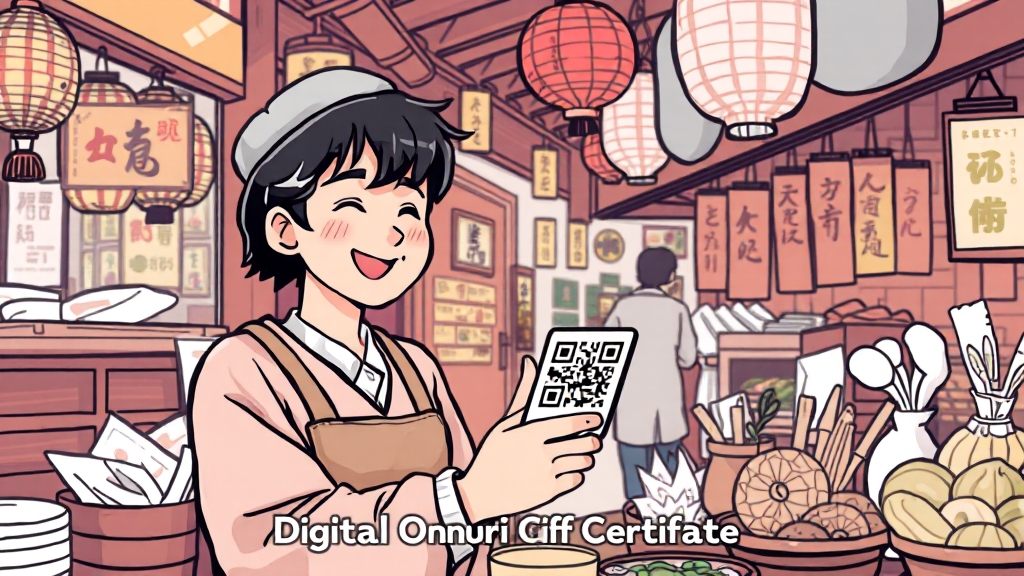 디지털 온누리 상품권 완벽 가이드: 10% 할인부터 사용처, 환급까지! 6 결제 방법: QR코드 및 카드 결제 (illustration 스타일)