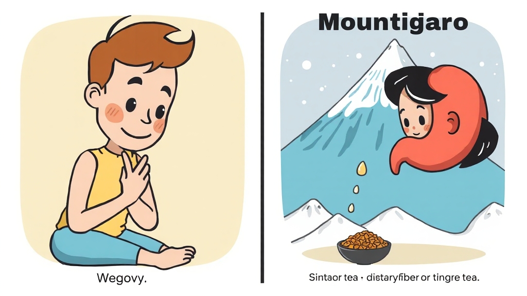 마운자로 vs 위고비: 효과·부작용·가격·후기 완벽 비교! 나에게 맞는 약은? 5 사용 시 나타날 수 있는 부작용 (cartoon 스타일)