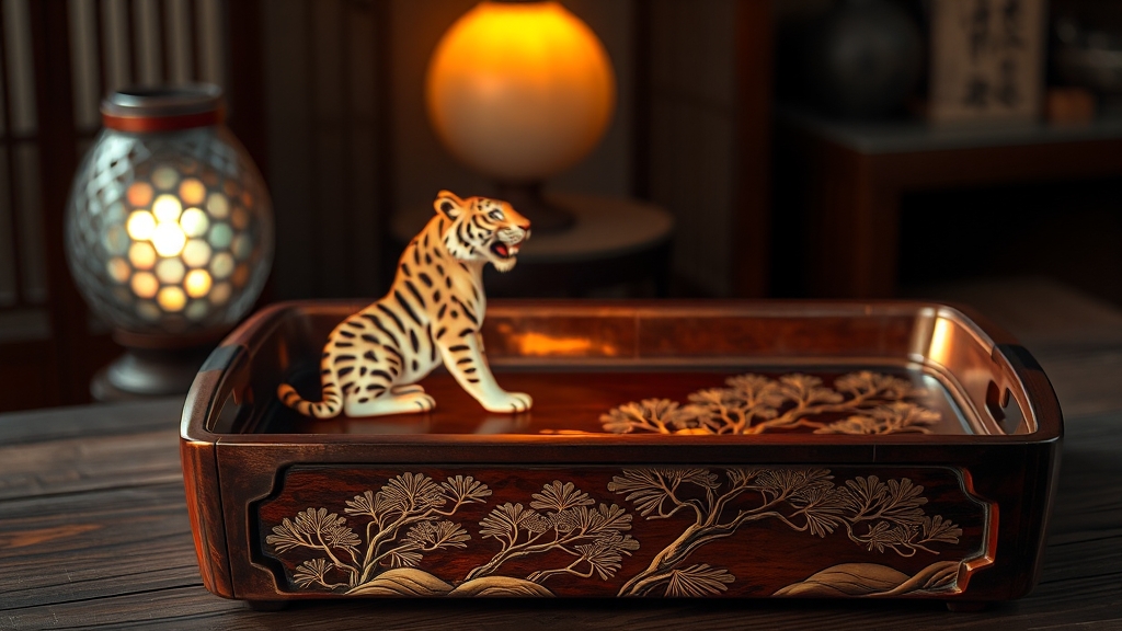 한중 정상회담 선물, 나전칠기 바둑판에 담긴 외교적 의미와 상징 6 나전칠기 자개 쟁반, 또 다른 선물 (realistic 스타일)