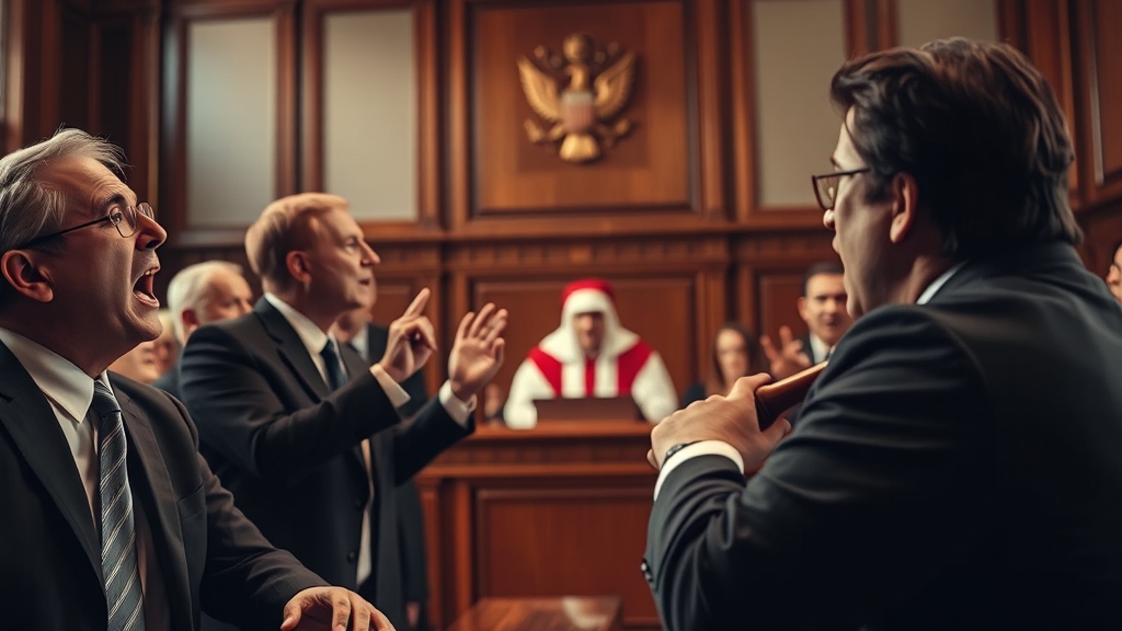 김용현 변호인 감치 명령 논란: 이진관 판사, 법정 소란 배경과 사법 시스템 쟁점 2 김용현 변호인 법정 소란 (realistic 스타일)