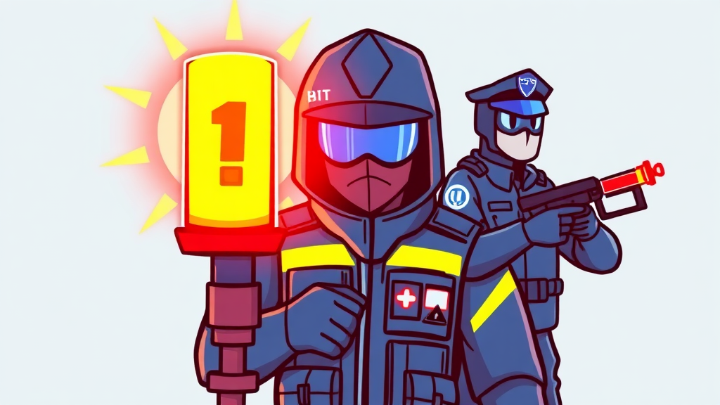 업비트 445억 해킹 전말: 유출 원인, 대응, 투자자 보안 A to Z 6 경찰 & 금융당국, 수사 착수 (cartoon 스타일)