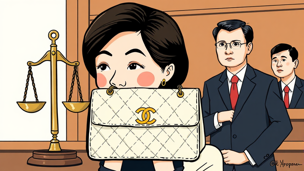 알선수재 혐의, 샤넬백 수수 의혹의 진실 (cartoon 스타일)