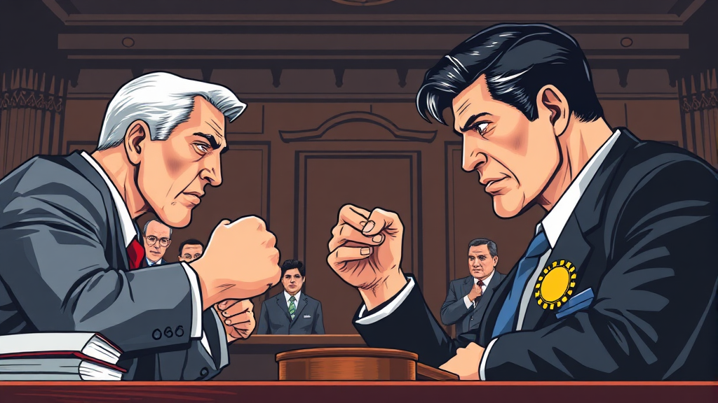 법원과 변호인 측 입장 (illustration 스타일)