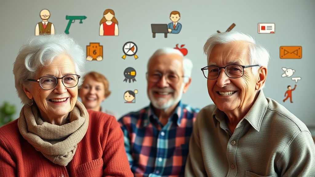 시니어 일자리 유형 (realistic 스타일)