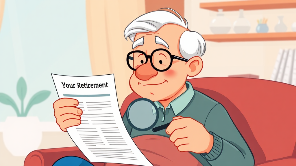 퇴직연금 정기 점검 (cartoon 스타일)