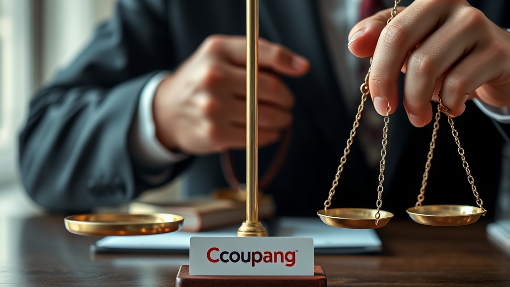 법조계, 쿠팡에 경고하다 (realistic 스타일)