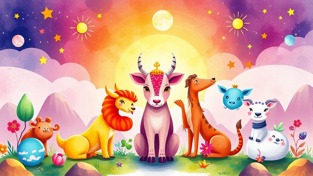 띠별 특징과 주의사항 (cartoon 스타일)