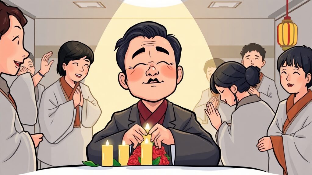 장례 절차 안내 (cartoon 스타일)