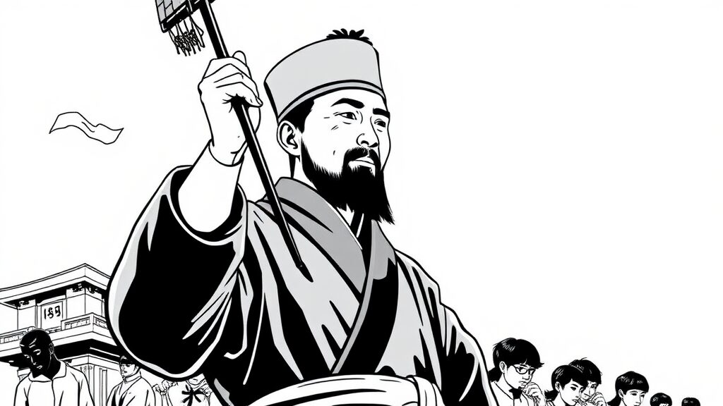 김구 선생, 그는 누구인가? (illustration 스타일)