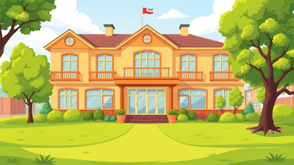 실버타운 vs 노인요양시설 (cartoon 스타일)