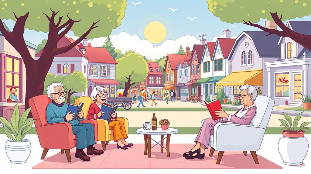 생활 지원 및 편의 시설 (cartoon 스타일)