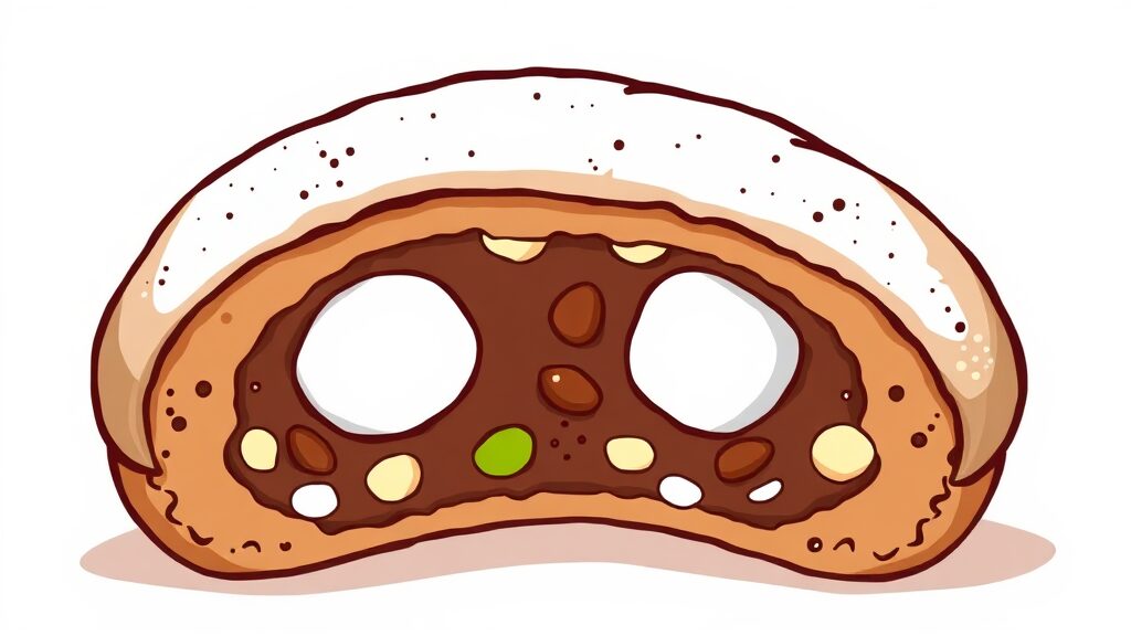 맛있는 순간, 두바이 쫀득 쿠키 완성 (cartoon 스타일)