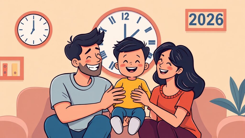 육아휴직 외 추가 육아 지원 (cartoon 스타일)