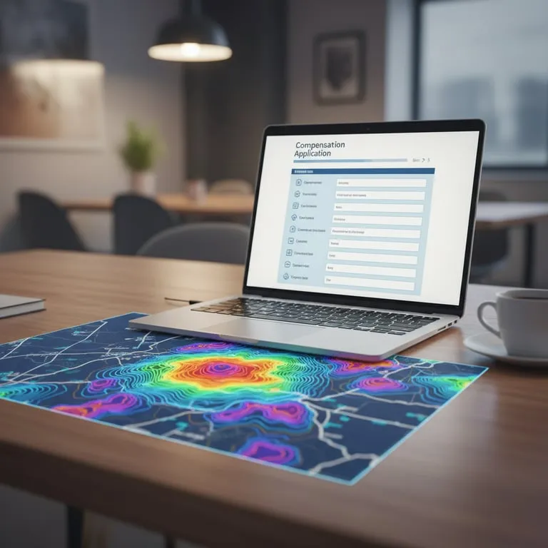 소음 영향도 등고선에 따른 지급 대상 및 등급 분류