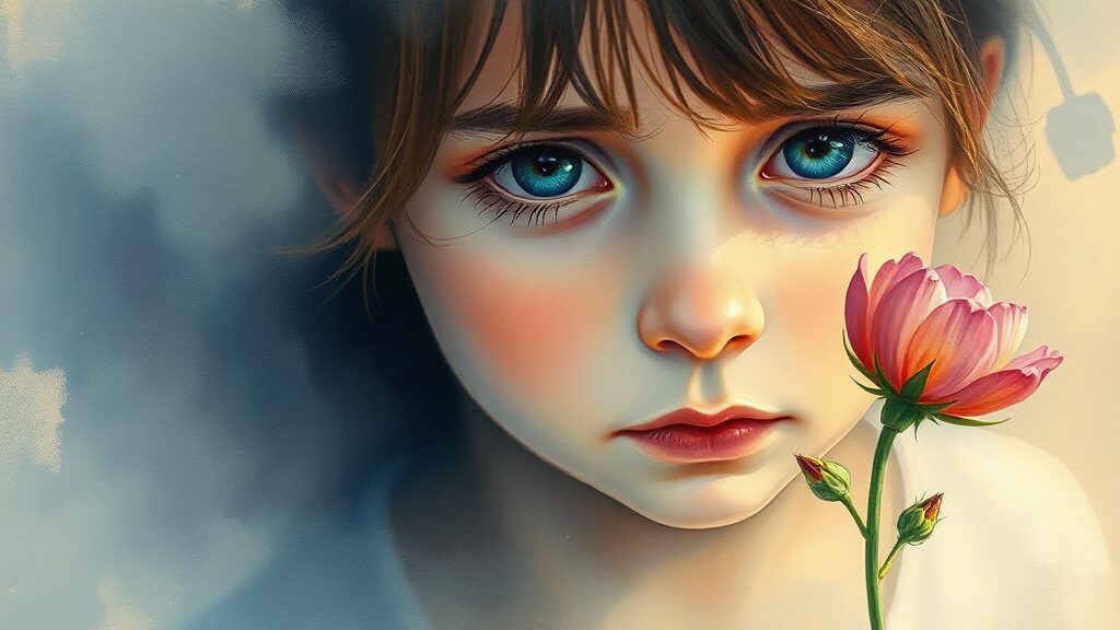 피해자 증언, 고통을 잊지 않겠습니다 (watercolor 스타일)