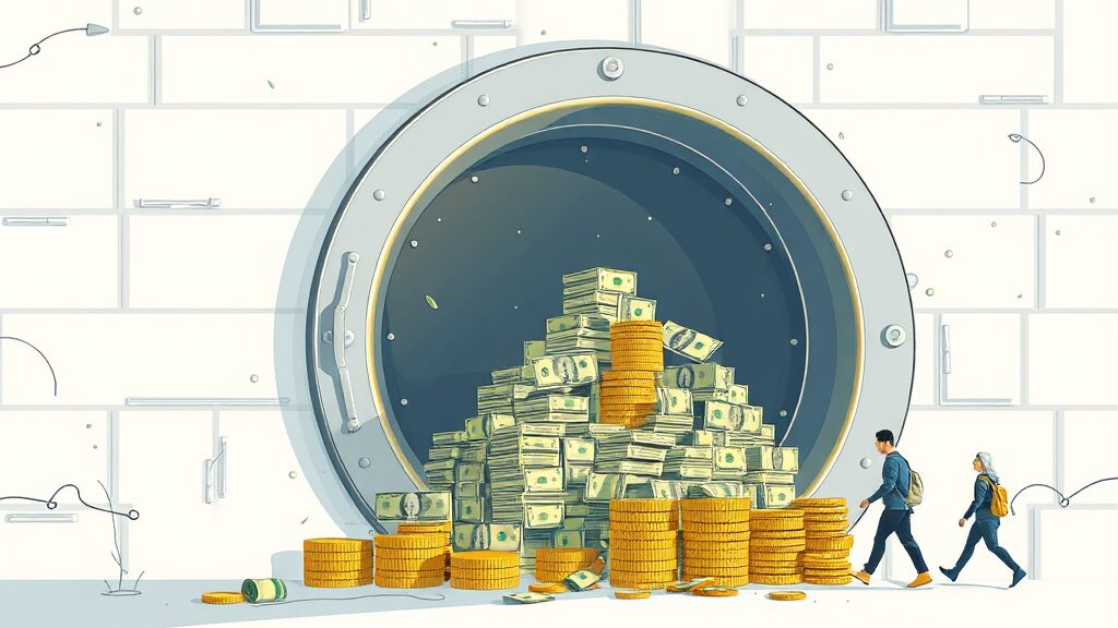 퇴직연금 제도 변화: 의무화 확대 & 주요 내용 (illustration 스타일)