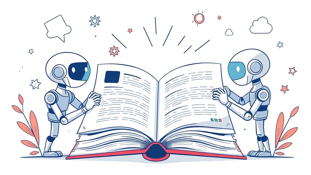 AI 에이전트 활용 사례: 기업 정책 적용 (illustration 스타일)