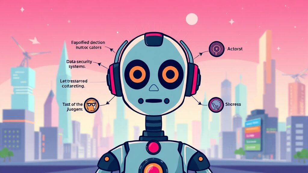 AI 에이전트 도입 시 고려 사항 (cartoon 스타일)