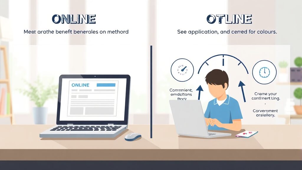 실업급여 신청 방법: 온라인 vs. 오프라인 (realistic 스타일)