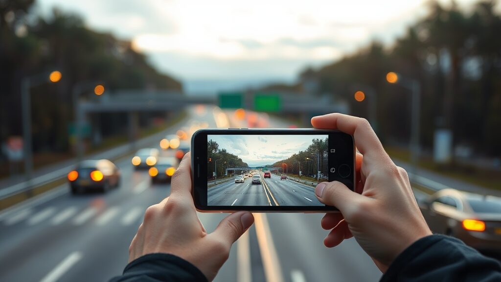 내 손안의 CCTV: 실시간 도로 상황 확인 방법 (realistic 스타일)