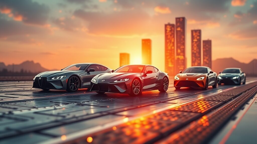 반도체, 자동차: 코스피 상승을 이끈 주역들 (realistic 스타일)