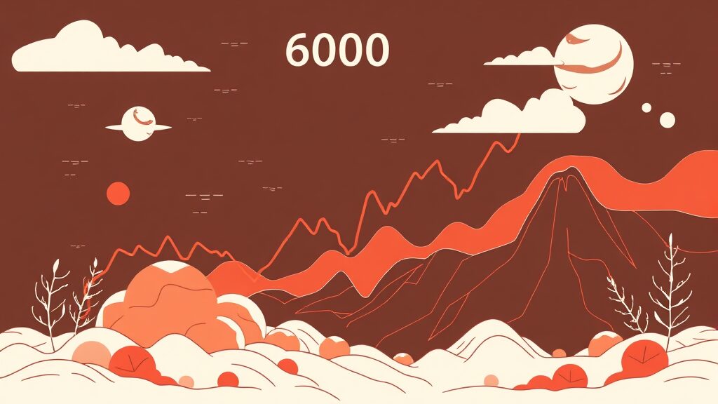 코스피 6000 돌파, 그 이면의 이야기와 투자 유의점 (illustration 스타일)