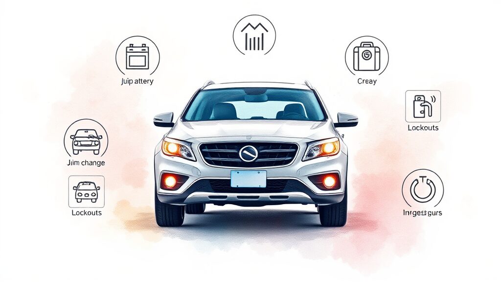 삼성 애니카 긴급출동 서비스, 무엇을 제공하나요? (watercolor 스타일)