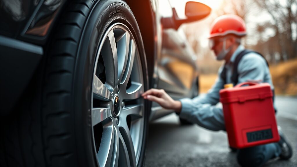 타이어 펑크, 배터리 방전 등 긴급 상황별 대처법 (realistic 스타일)