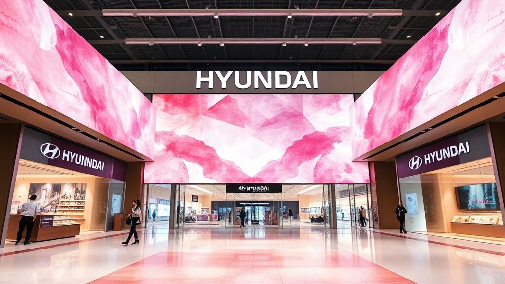 인천공항 면세점, 롯데·현대 재입성! 시장 판도 변화와 전망 4 현대면세점, 사업 확장과 미래 전망 (watercolor 스타일)