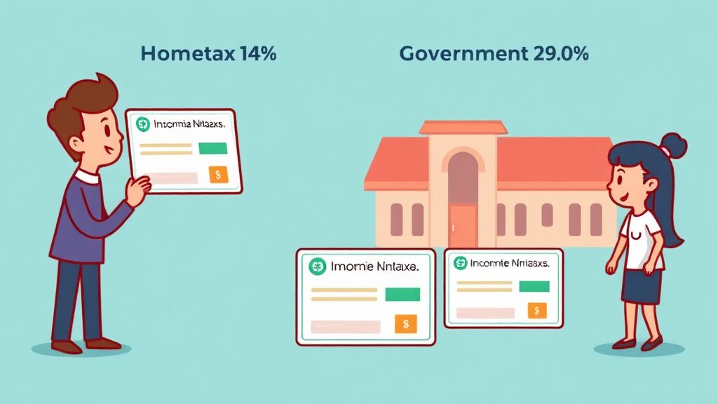 홈택스 vs 정부24, 소득금액증명원 발급 어디가 쉬울까? (cartoon 스타일)