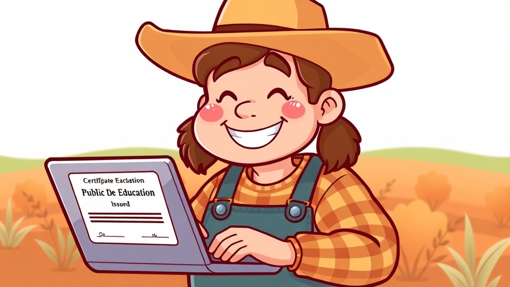 온라인으로 간편하게! 공익직불금 의무교육 수강 방법 (cartoon 스타일)