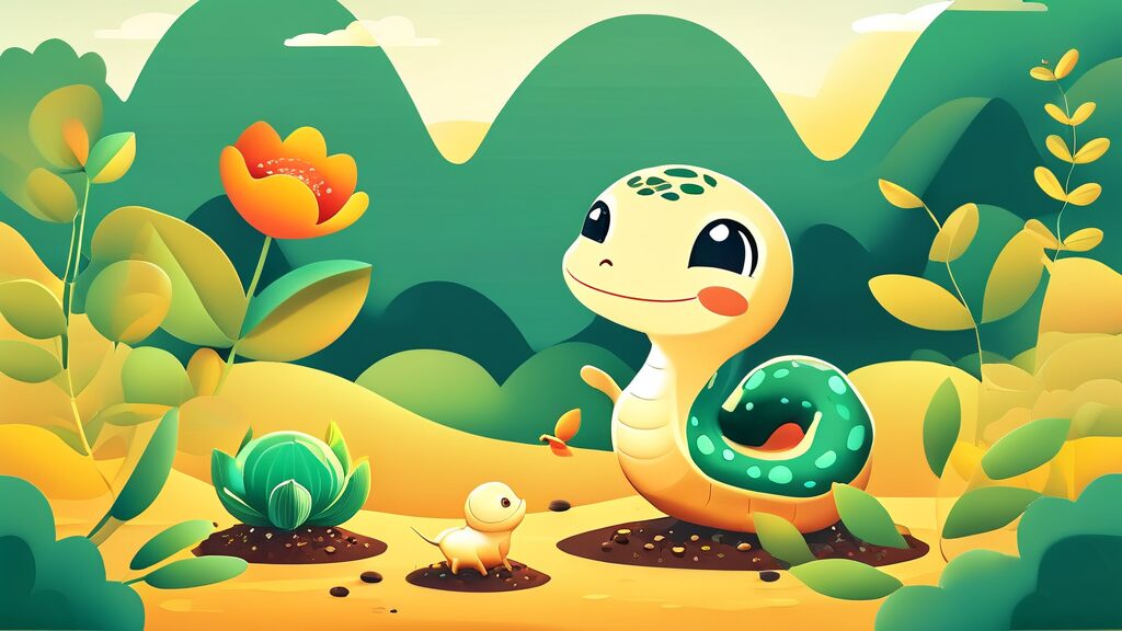 새마을금고의 사회적 책임: 아기뱀적금을 통한 저출생 문제 해결 노력 (illustration 스타일)